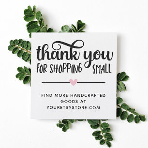 Pink Heart Thank You For Shopping Small Loyalty Ca