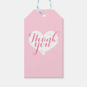 Pink heart thank you gift tags
