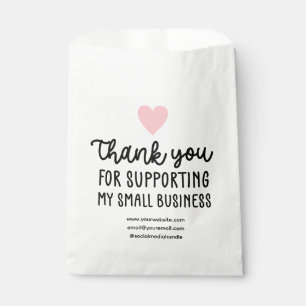 Pink Heart Thank You Supporting Small Business Favour Bags