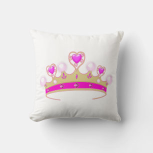 Pink Heart Tiara Throw Pillow