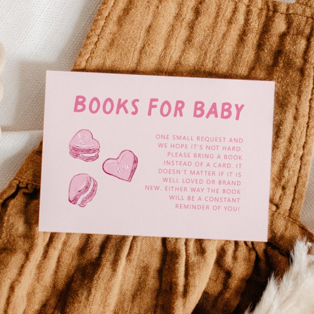 Pink Heart Valentine Baby Shower Book Request  Enclosure Card (Creator Uploaded)