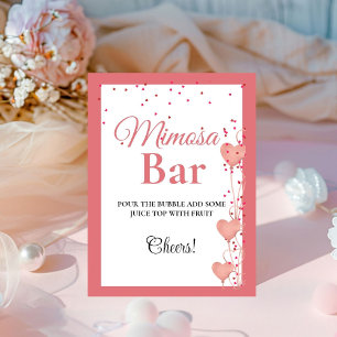 Pink Heart Valentine Bachelorette Mimosa Bar  Sign