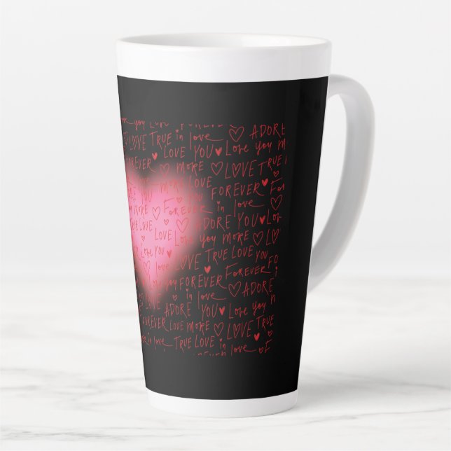 Pink Heart Valentine electronic bag Latte Mug (Right Angle)