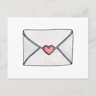 Pink heart. Valentines day. Love letter. Teens Holiday Postcard