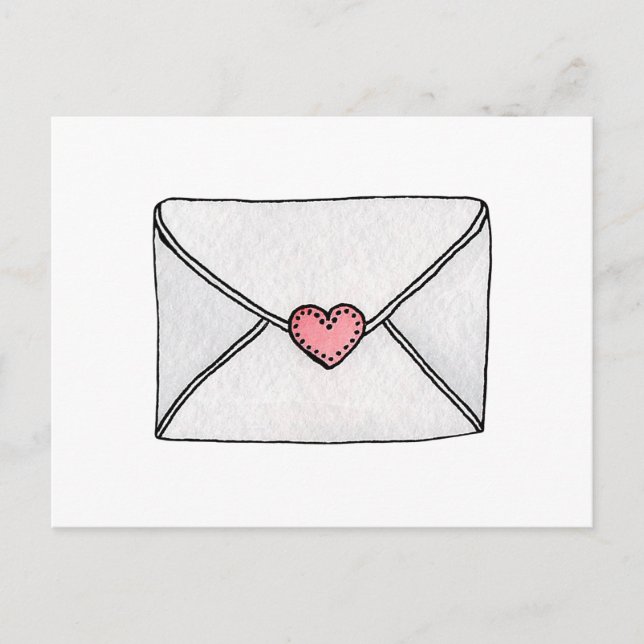 Pink heart. Valentines day. Love letter. Teens Holiday Postcard (Front)