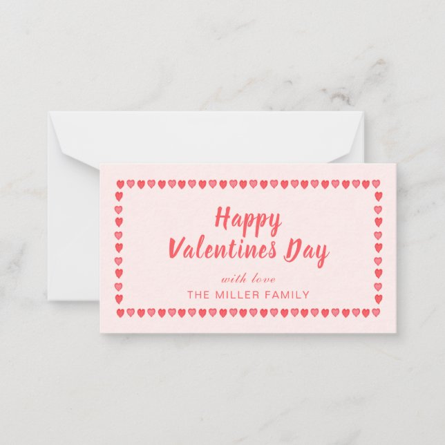 Pink heart Valentines Day mini  Card (Front)