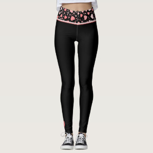 Pink Heart Waistband on Black Leggings