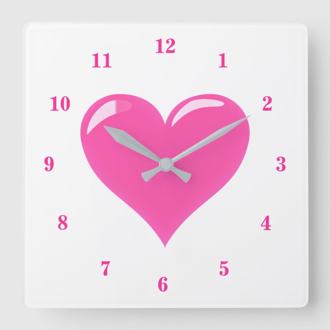 Pink Heart Wall Clock (Front)