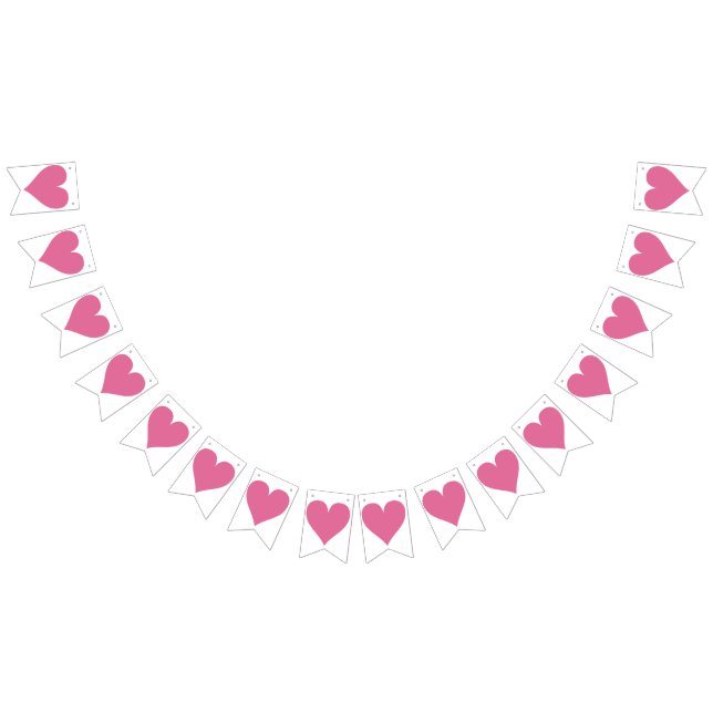 Pink Heart Wedding Bunting Flags Reception (All)