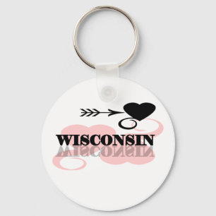 Pink Heart Wisconsin Key Ring