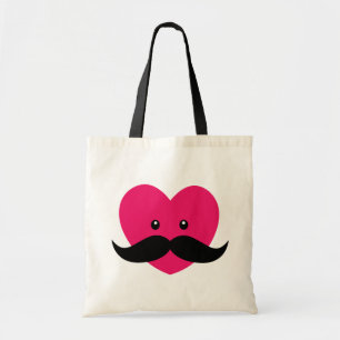 Pink heart with a moustache bags