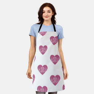 Pink Heart With Filigree Pretty Girly Design Apron