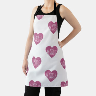 Pink Heart With Filigree Pretty Girly Design Apron