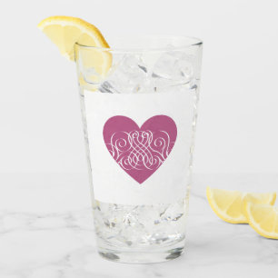 Pink Heart With Filigree Pretty Girly Design Glass