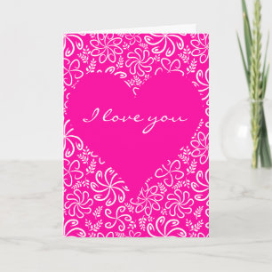 Pink heart with flowers Greeting Card