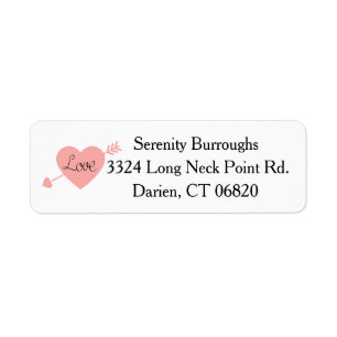 Pink Heart With Love Arrow Black Personalised
