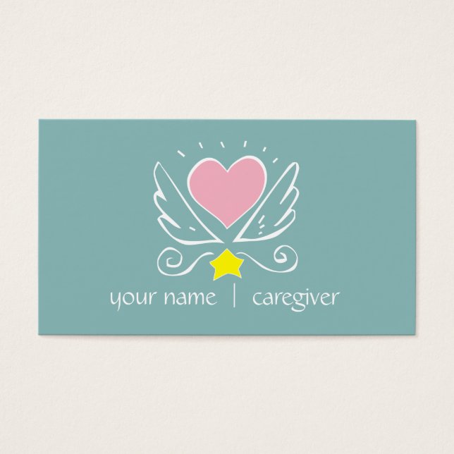 Pink Heart With Wings And Star Caregiver (Front)