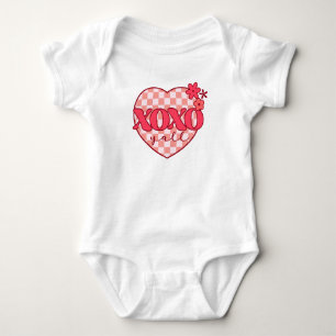 Pink Heart Xoxo Hugs and Kisses Baby Bodysuit