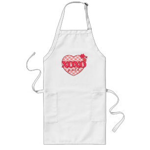 Pink Heart Xoxo Hugs and Kisses Long Apron