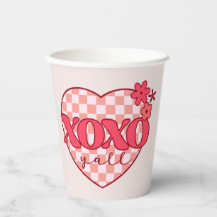 Pink Heart Xoxo Hugs and Kisses Paper Cups