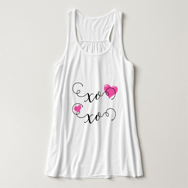 Pink Heart XOXO  Singlet (Design Front)