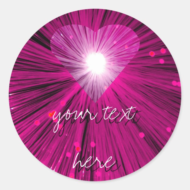 Pink Heart 'Your Text' sticker round (Front)