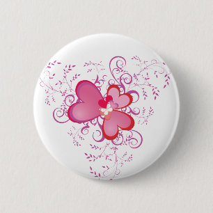 Pink Hearts 6 Cm Round Badge