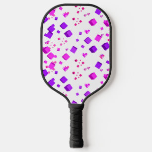Pink Hearts and Cubes Pickleball Paddle