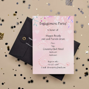 Pink Hearts and flowers Invitation