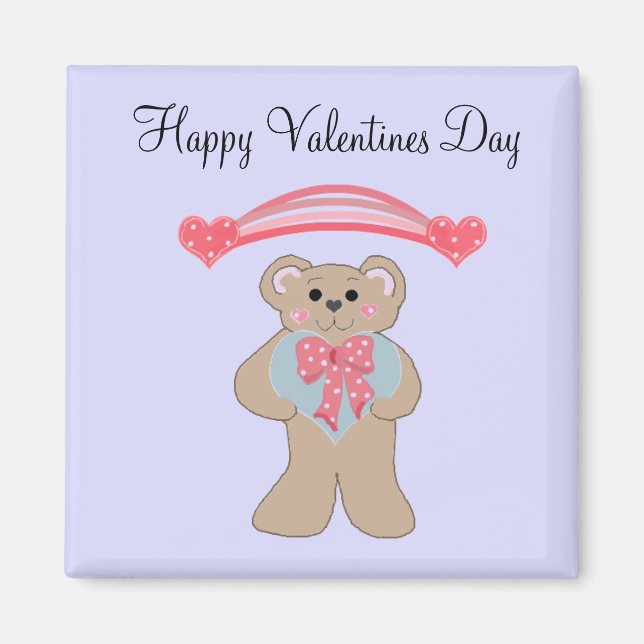 Pink Hearts and Little Bear Magnet (Front)