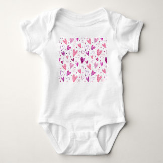 Pink Hearts and Polka Dots: Romantic Delight. Baby Bodysuit
