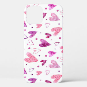 Pink Hearts and Polka Dots: Romantic Delight. iPhone 12 Case