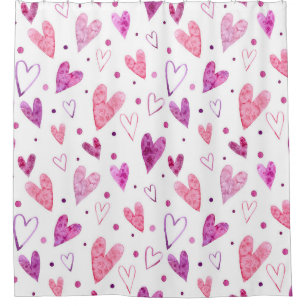 Pink Hearts and Polka Dots: Romantic Delight. Shower Curtain