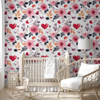 Pink Hearts and Roses  Wallpaper