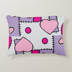 Pink Hearts and shapes whimsical cute Decorative Cushion