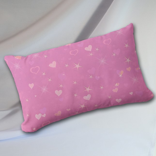Pink Hearts and Stars Pattern Lumbar Cushion (Creator Uploaded)