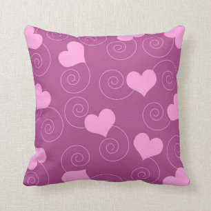 Pink hearts and swirls cushion