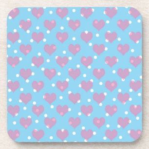 Pink hearts and white polka dots coaster