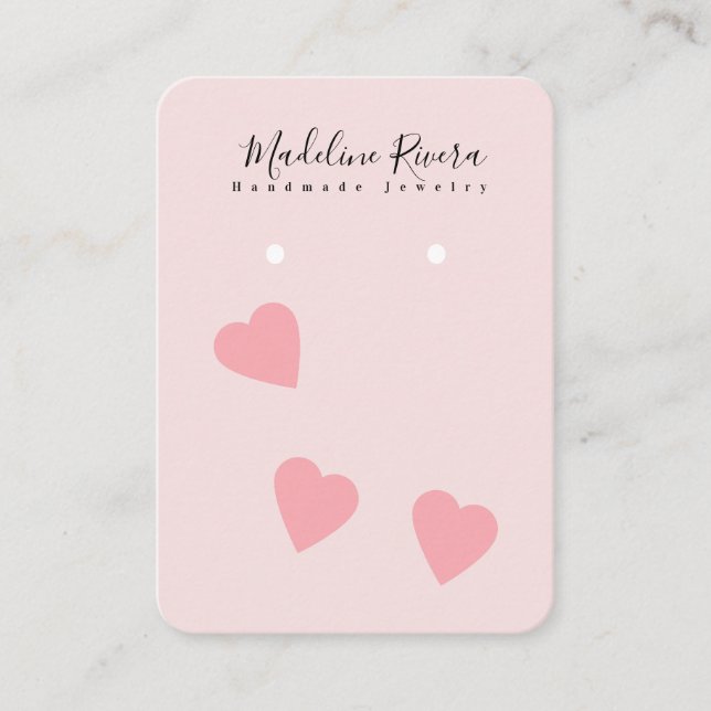 Pink Hearts Artisan Earring Display Cards (Front)