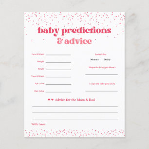 Pink Hearts Baby Shower Predictions Game Flyer