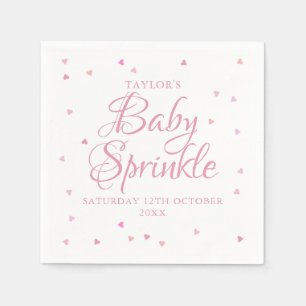 Pink hearts baby sprinkle napkin