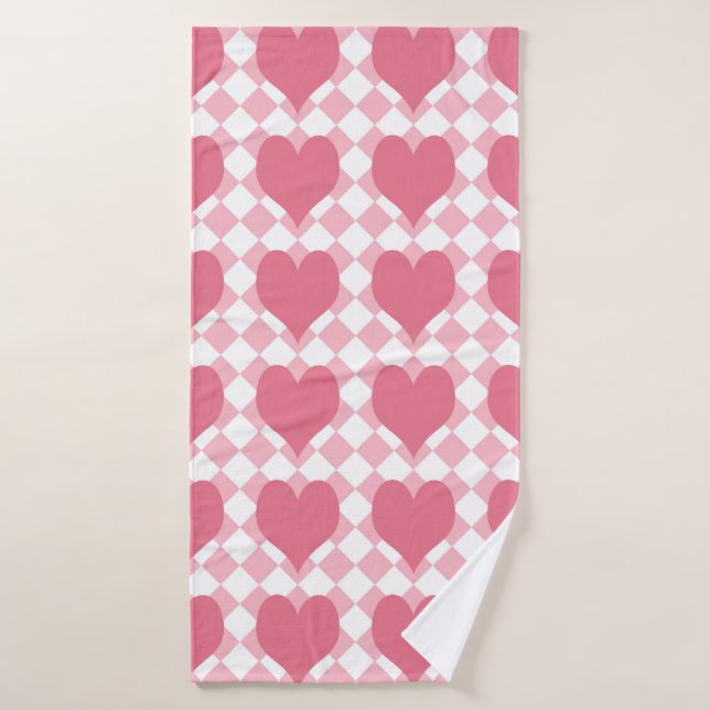 Pink Hearts Bath Towel (Bath Towel)