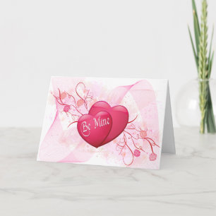 Pink Hearts Be Mine Valentine Card