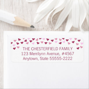 Pink Hearts Border Return Address