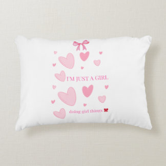 Pink Hearts Bow Coquette Throw Pillow — Doing Girl