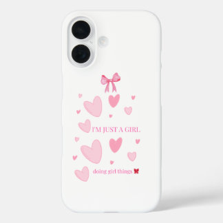 Pink Hearts Bow I'm Just a Girl Phone Case