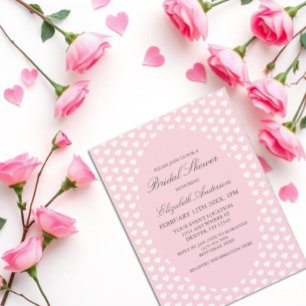 Pink Hearts Bridal Shower Invitation