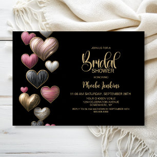 Pink Hearts Bridal Shower Invitation