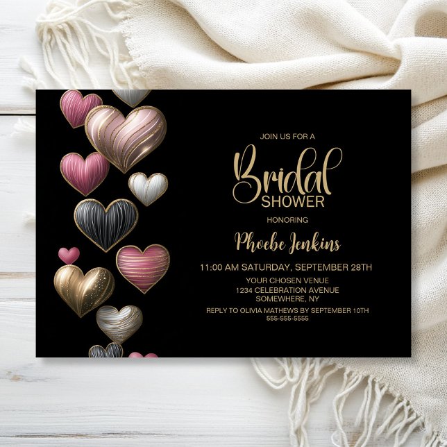 Pink Hearts Bridal Shower Invitation (Creator Uploaded)
