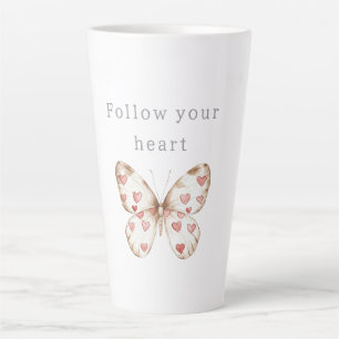 Pink Hearts Butterfly Latte Mug